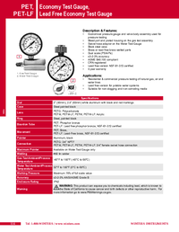 Thumbnail of document Data Sheet - PET/PET-LFPet Economy Test Gauge/Lead Free Economy Test Gauge